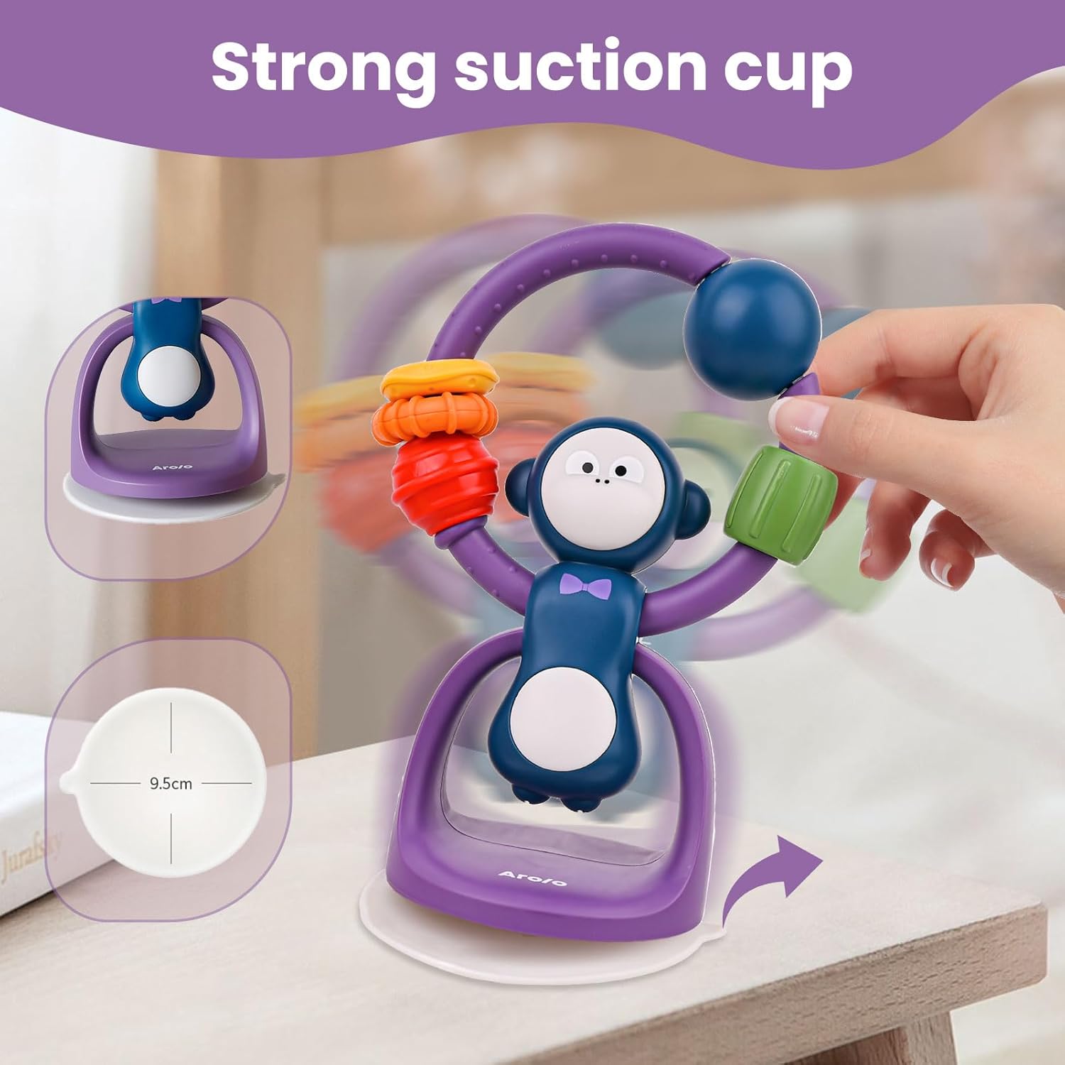 Baby Toys 6 to 12 Months: Luminous High Chair Suction Cup Toys - Infant Development Activity Toys with Music - Best Interactive Spin Toys for Boys and Girls