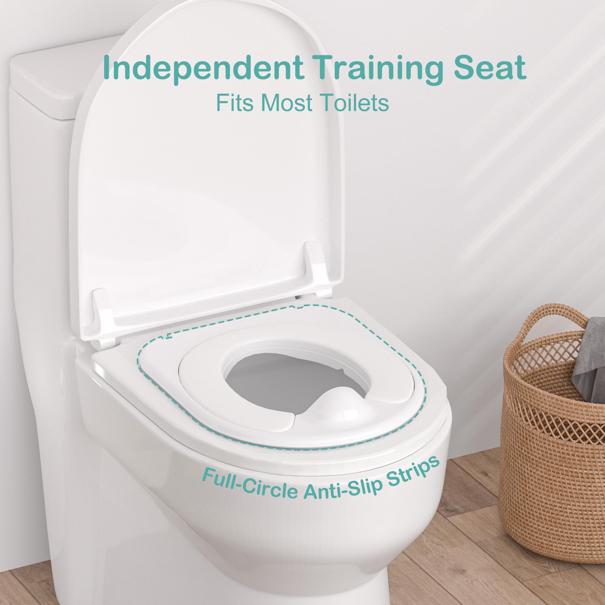 CheerTry 2-in-1 Toddler Potty Training Toilet - Larger Potty Chair & Detachable Training Seat for Boys & Girls Ages 1-3 with Flushing Sound, Wipes Storage, Toilet Paper Holder - Cyan