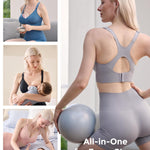 Momcozy Nursing Bras for Breastfeeding, Ribbed Maternity Bra with Racerback, Soft Stretchy Nursing Sports Bra for Yoga Black