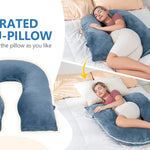 INSEN Pregnancy Pillows, Multi-use Maternity Pillows for Sleeping and Nursing, Sit up Pillow for Adults (Blue)