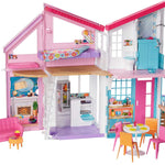 Barbie Doll House Playset, Malibu House with 25+ Themed Furniture & Accessories, 6 Rooms Including 2-in-1 Transformations