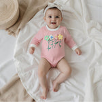 Amnnchya Newborn Baby Girl Romper 3D Flower Fall Winter Clothes Striped Waffle Bubble Sweatshirt Cute Coming Home Outfit (Pink, 12-18 Months)