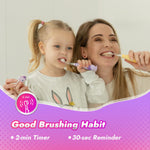 Papablic Toddler Sonic Electric Toothbrush Kids for Ages 1-3 Years, Baby Electric Toothbrush with Cute Unicorn Cover and Smart LED Timer, 4 Brush Heads (Arya)