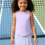 PATPAT Girls 2 Piece Tennis Skirt Set Size 10-11, Purple Tank Tops and Purple Tie Dye Pleated Skort with Built In Shorts 2 Piece Outfits Clothes For Girls Gym Outfits Athletic Sets Activewear