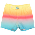 RUGGEDBUTTS Boys UPF50+ Sun Protection Striped Color Block Swim Trunks - Beach Paradise, 2T