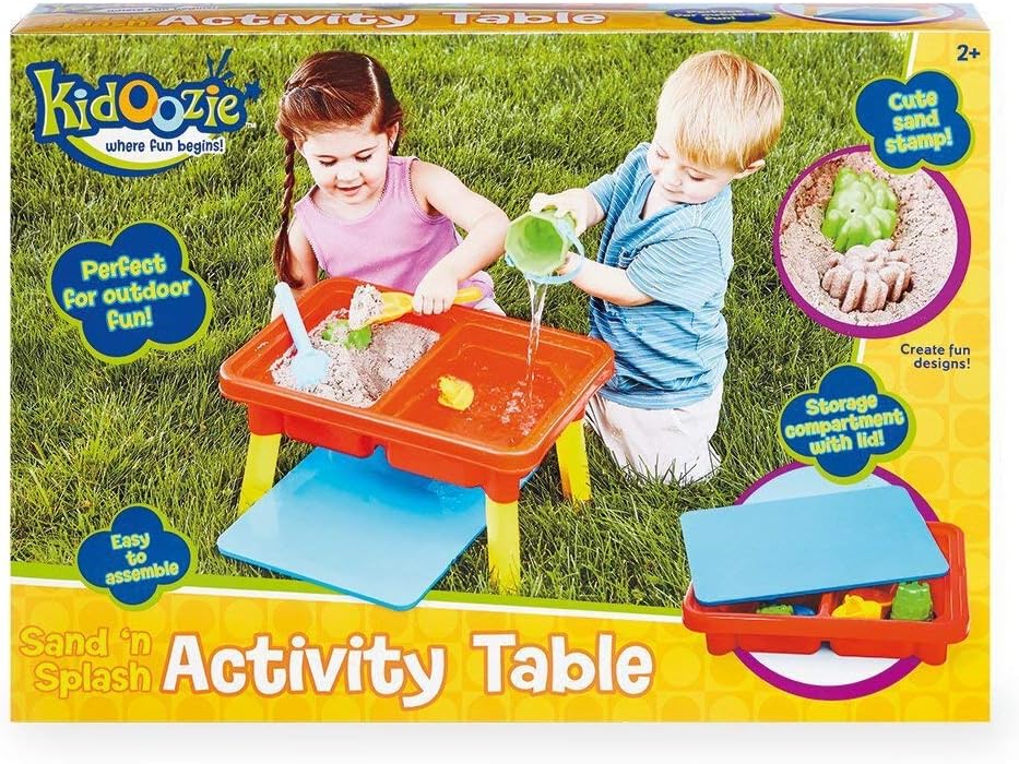 Toddler Sensory Kids Table with Lid | Sensory Bin | Kidoozie | Mega Block Compatible Lid | Indoor Outdoor Use , Red, G02521 17 x 12.5 x 11 inches