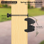 Key Lockable 2 Way Gate Latch with Spring Loaded Pull Cable and Key,2 Sided Gate Fence Lock for Outdoor Gates,Locking Gate Door Lock Fence Latch Gate Hardware for Metal,Wood,Vinyl Fence,Black Finish