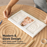 KeaBabies Baby Hand and Footprint Kit - Clay Handprint Keepsake Frame, Newborn Nursery Picture Frame, Personalized New Mom Gifts for Baby First Christmas Shower (Ash Wood)
