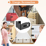 Mixizigoz 90 Degree Hasp Lock Latch, Right Angle Safe Padlock Clasp Hasp for Personal Privacy, 304 Stainless Steel Security Desk Drawer Lock Latch (Black-2 Pcs)