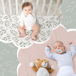 Hahafelt 4 Pack Boho Floral Baby Crib Fitted Sheet for Girls 52'' x 28'' Pink Floral Green Leaf Stretchy Fitted Crib Mattress Sheet Wildflower Baby Bedding for Standard Mattress Gift Set