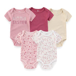 BIGBIGKISS Baby Boy Girl Romper 5 Pack Cotton Short Sleeve Bodysuit Soft Baby Clothes Outfit 0-12 Month