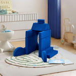 Karl home Kids Couch 14PCS, Modular Kids Play Couch, Multifunctional Foam Toddler Sofa,Climbing & Relaxation, Sectional Convertible Sofa Imaginative Furniture Play Set for Playroom, Blue