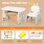 Costzon Kids Table and Chair Set, Graffiti Activity Table w/Flip-Top Tabletop Bookshelf, Erasable Magnetic Drawing Board, Storage, Adjustable Height for Drawing, Toddlers Art Table & Chair (Gray)