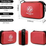 Premium First Aid Kit, 320 Piece Waterproof Hard Shell Eva First Aid Kit for Home, Camping, Cars, Hiking, Travel, Businesses & Outdoor Emergencies - Emergency Medical Kits (Red)