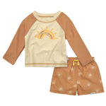Gerber Baby Boys Baby Toddler Long Sleeved Rashguard Swim Bathing Suit Set Suns 3T