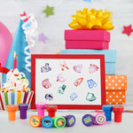 Lemicin 24 PCS Camp Party Favors Camping Adventure Mini Stamps Colorful Self Inking Stamps Camping Themed Party Favors for Boys Girls Student School Classroom Rewards Carnival Prizes Supplies