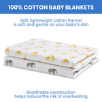 Delta Children 100% Cotton Flannel Baby Receiving Blankets for Girls and Boys – 30x30 Inches (Pack of 2), Safari Friends