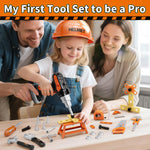 KidBloom Toddler Tool Set with Backpack, 50 PCS Kids Tool Set with Electronic Toy Drill, Safety Helmet & DIY Parts, Toys for 3 4 Year Old Boys