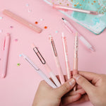 Mr. Pen- Pink Gel Pens Set, 12 Pack, Black Ink Cute Writing Pens with 1 Aesthetic Highlighter, 0.5 mm Fine Point, Smooth Gel Pens for Journaling, Aesthetic Girly Stationery, School & Office Supplies