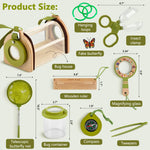 Wooden Bug Catcher Kit for Kids -11Pcs Bug Catching Kit Outdoor Explorer Kit with Carry Bag, Butterfly Net and Other Adventure Sets for Garden Backyard Camping, Gift for Toddlers Girls Boys 3-12