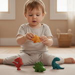 PlanToys 4 Dinosaur Dino Animal Playset (6126) | Sustainably Made from Rubberwood and Non-Toxic Paints and Dyes | Eco-Friendly PlanWood