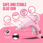 Amazzeo Mini Hot Glue Gun and Sticks Set 40pcs with 5 Fingers Safety Caps - Kids & Home Use Gun, Pistola De Silicona Caliente School Projects & Quick Repairs Small Glue Gun for Crafts