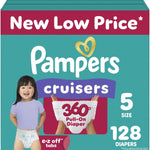 Pampers Diapers - Cruisers 360 - Size 5, 128 Count, Babyproof up to 100% Leakproof Pull-On Diaper