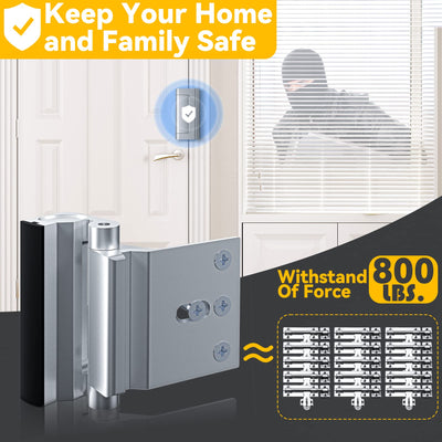 Rerishom 2 Pack Door Lock Withstand 800 lbs for Inward Swinging Door,Door Reinforcement Lock with 8 Screws to Prevent Unauthorized Entry, Pin Tumbler for Extra Home Security and Privacy