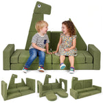 Costzon Modular Kids Play Couch, Snow Mountain Theme Toddler Foam Building Fort for Inspiring Creativity, Convertible Foam and Floor Cushion for Boys Girls for Playroom, Bedroom Gifts (Dinosaur)