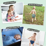 babygoal AWJ Cloth Diapers with Tummy Panel Pack of 7, 3 Diaper Cover with 3 Inserts and Wet Dry Bag, Adjustable Washable Reusable for Baby Girls and Boys
