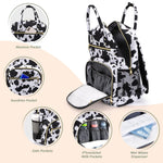Pritent Diaper Bag Backpack,Baby Essentials Diapers Bag with Pacifier Case,Multipurpose Stylish Large Capacity Travel Backpack for Baby Girl/Boy(M-Cow Print)