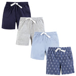 Hudson Baby Unisex Baby Shorts Bottoms 4-Pack, Anchors, 0-3 Months