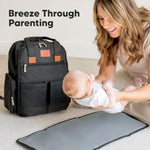 KeaBabies Diaper Bag Backpack for Girls, Boys - Mom and Dad Baby Bag with Diaper Changing Pad for Newborns, Toddlers, 2 Kids (Charcoal)