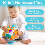 iPlay, iLearn 10 in 1 Baby Busy Board Cube, Montessori Sensory Toy Toddler 1-3, Infant Carseat Plane Travel, Kid Education Learning Activity, Easter Birthday Gift 6 9 12 18 Month 1 2 Year Old Boy Girl