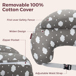Momcozy Original Nursing Pillow for Breastfeeding-Innovative Safety Guard - Wider Feeding Pillows for More Support for Mom & Baby- Easier Nursing & Hand Free- Fit for All, Removable Cotton Cover