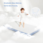 Pawtong Dual-Sided Comfort Baby and Toddler Crib Mattress with Cool Gel Memory Foam, Triple-Layer Breathable Premium Baby-Mattress for Infant and Toddler with Removable Outer Cover -White&Blue