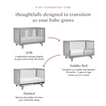Babyletto Hudson 3-in-1 Convertible Baby Crib - GREENGUARD Gold Certified Convertible Crib to Toddler Bed & Daybed - Wooden Baby Bed with 4 Adjustable Mattress Heights - Strong & Easy Assembly - Grey