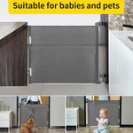 dearlomum Retractable Baby Gate,Mesh Baby Gate or Mesh Dog Gate,33" Tall,Extends up to 55" Wide,Child Safety Gate for Doorways, Stairs, Hallways, Indoor/Outdoor（Grey,33"x55"