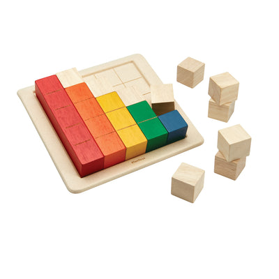 Colorful wooden blocks on a white background