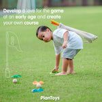 PlanToys® Mini Golf Set for Kids | Eco-Friendly Wooden Golf Game with 2 Putters, 2 Golf Balls, 3 Obstacles, Target Goal & Travel Bag | Perfect for Indoor & Outdoor Play