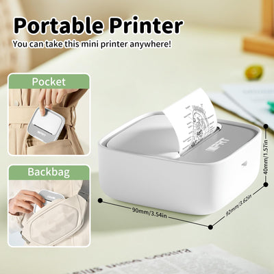iDPRT Mini Sticker Maker Portable Printer with 1 Roll Sticker Paper - Bluetooth Inkless Printers for Study Notes, Pictures, DIY, Label, iOS & Android Free App with Multiple Templates, Grey