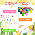 WorldBazaar Safari Animal Stamps for Kids 20 Pcs Wild Animals Stamps for Crafting Prize Box Toys for Classroom Reward End of School Year Graduation Birthday Party Favors