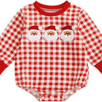 Baby Girl Boy Christmas Clothes Letter Print Sweatshirt Romper Infant Long Sleeve Bubble Romper Winter Outfit