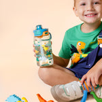 Ello Kids Pop & Fill 16oz Tritan Plastic Water Bottle with Quick Fill Technology, Leak Proof Locking Lid, Sip & Chug, BPA Free, Dishwasher Safe, For School, Lunchboxes, Dino