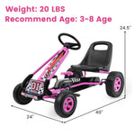 Costzon Go Kart for Kids, 4 Wheel Off-Road Pedal Go Cart w/Adjustable Seat, Steering Wheel, 2 Safety Brakes, EVA Rubber Tires, Ride-On Toys for Boys & Girls, Outdoor Racer Ride On Pedal Car (Pink)