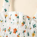 Toddler Baby Girl Summer Clothes Halter Floral Romper Dress Backless Outfits with Hat 9-12 Months White