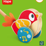 Hape Lilly Musical Push Along | Wooden Push Along Baby Walking Bird, Playful Kids Toy with Detachable Stick, Multicolor, 22.05 Inch