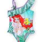 Disney Princess Girls One Piece Swimsuits Ruffle Toddler Girl Swimsuit Cute Little Girls Bathing Suit Girls' Swimwear Green 3t-4t