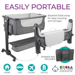 KoolerThings Baby Bassinet, Bedside Sleeper for Baby, Easy Folding Portable Crib with Storage Basket for Newborn, Bedside Bassinet, Comfy Mattress/Travel Bag Included (Bassinet) (Grey)