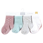 Hudson Baby Infant Girl Cotton Rich Newborn and Terry Socks, Soft Dots, 6-12 Months